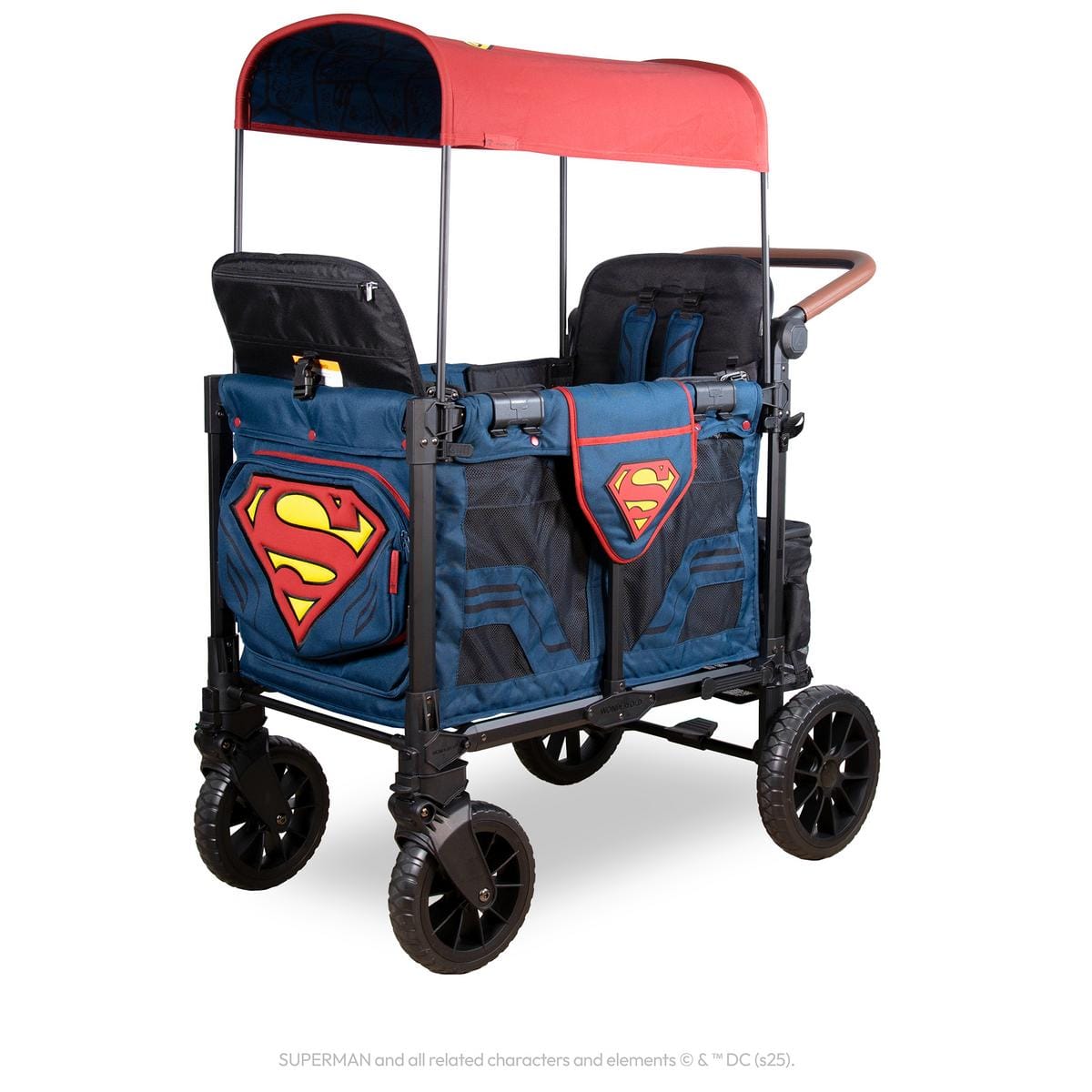 WonderFold W2 Luxe Pro (2 Seater) Double Stroller Wagon - Superman