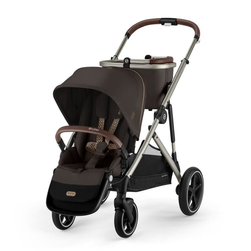 Cybex Gazelle S Single-to-Double Stroller - Taupe Frame / Chocolate Brown Seat